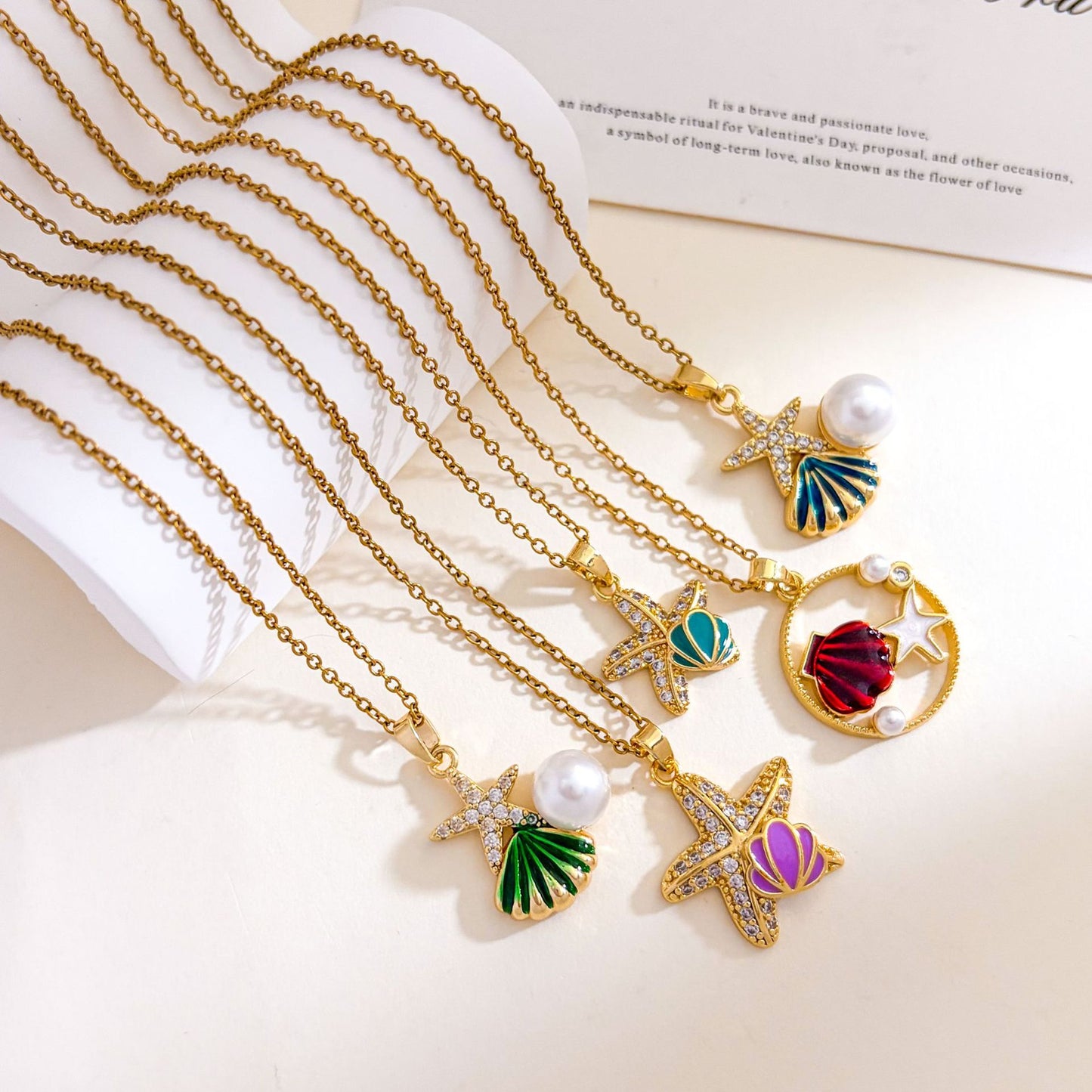 Ocean Sweet Necklace For Unisex Featuring Titanium Steel With Zircon Inlay And Cable Chain