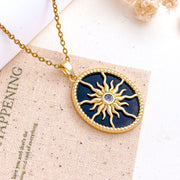 XL5637 Sun Oval Necklace Gold Black