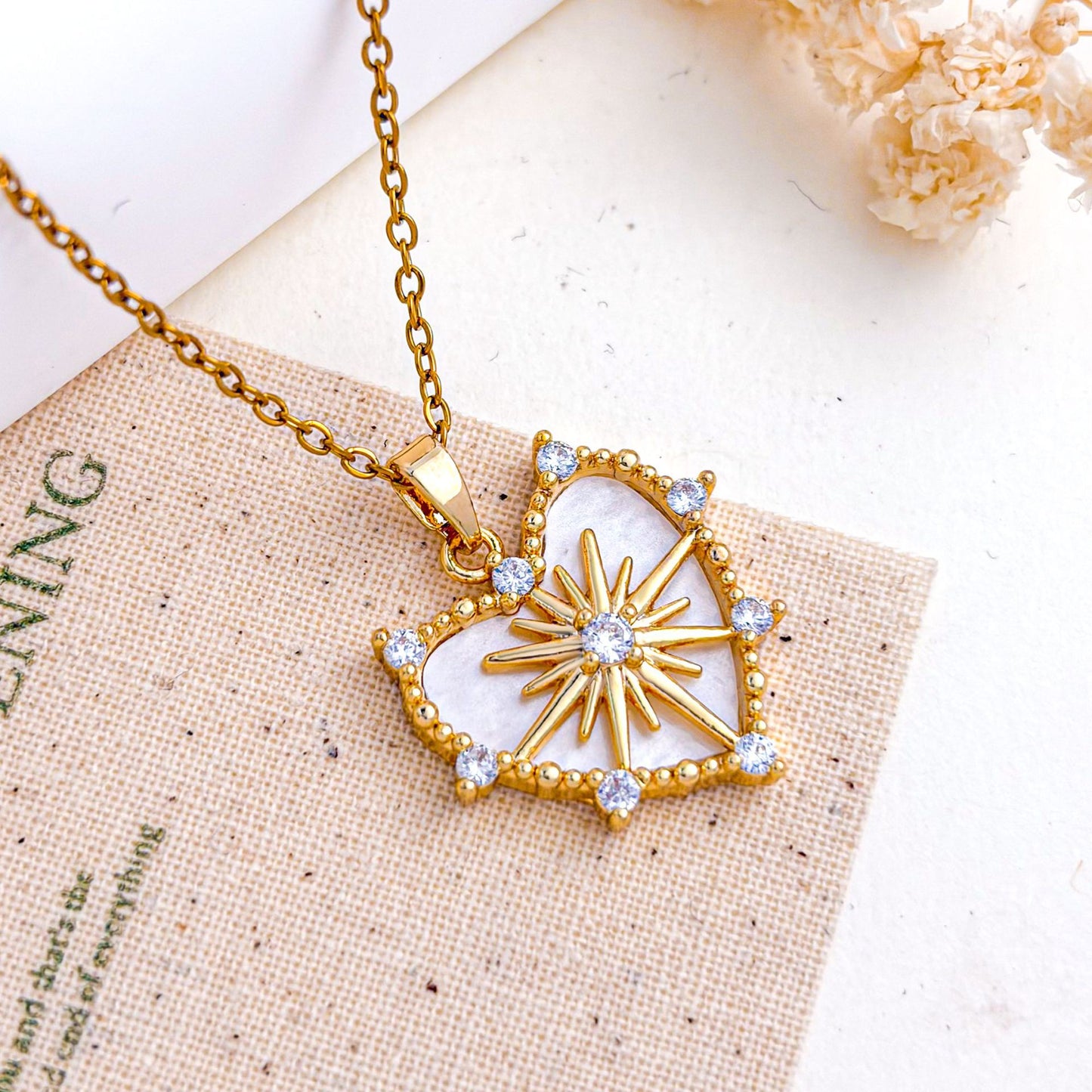 Sweet Heart Shape Necklace For Women In Titanium Steel With Zircon Inlay And Cable Chain