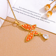XL3105 Orange Butterfly Necklace Gold