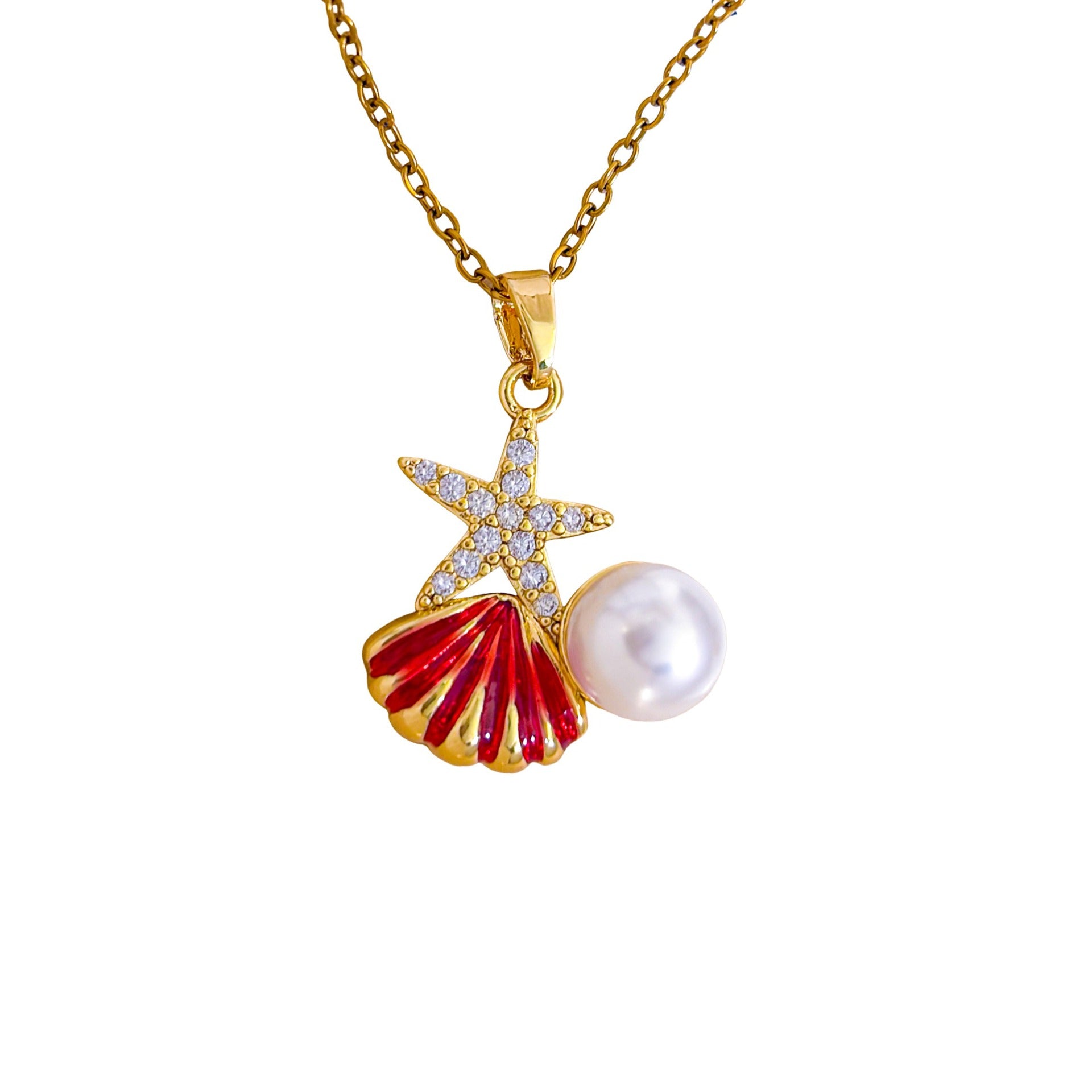 Ocean Sweet Necklace For Unisex Featuring Titanium Steel With Zircon Inlay And Cable Chain