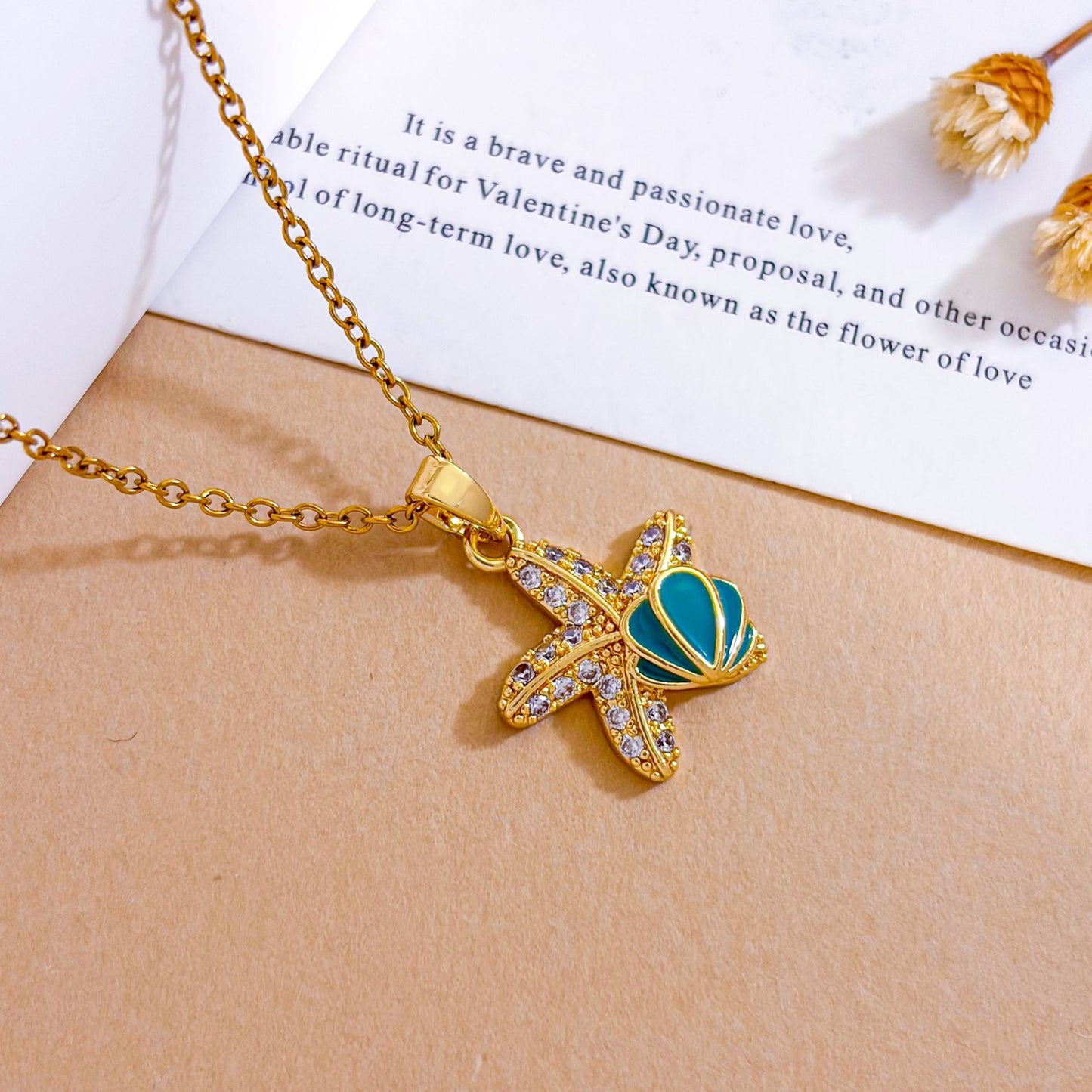 Ocean Sweet Necklace For Unisex Featuring Titanium Steel With Zircon Inlay And Cable Chain