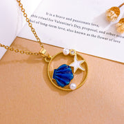 XL4822 Blue Shell Necklace Gold