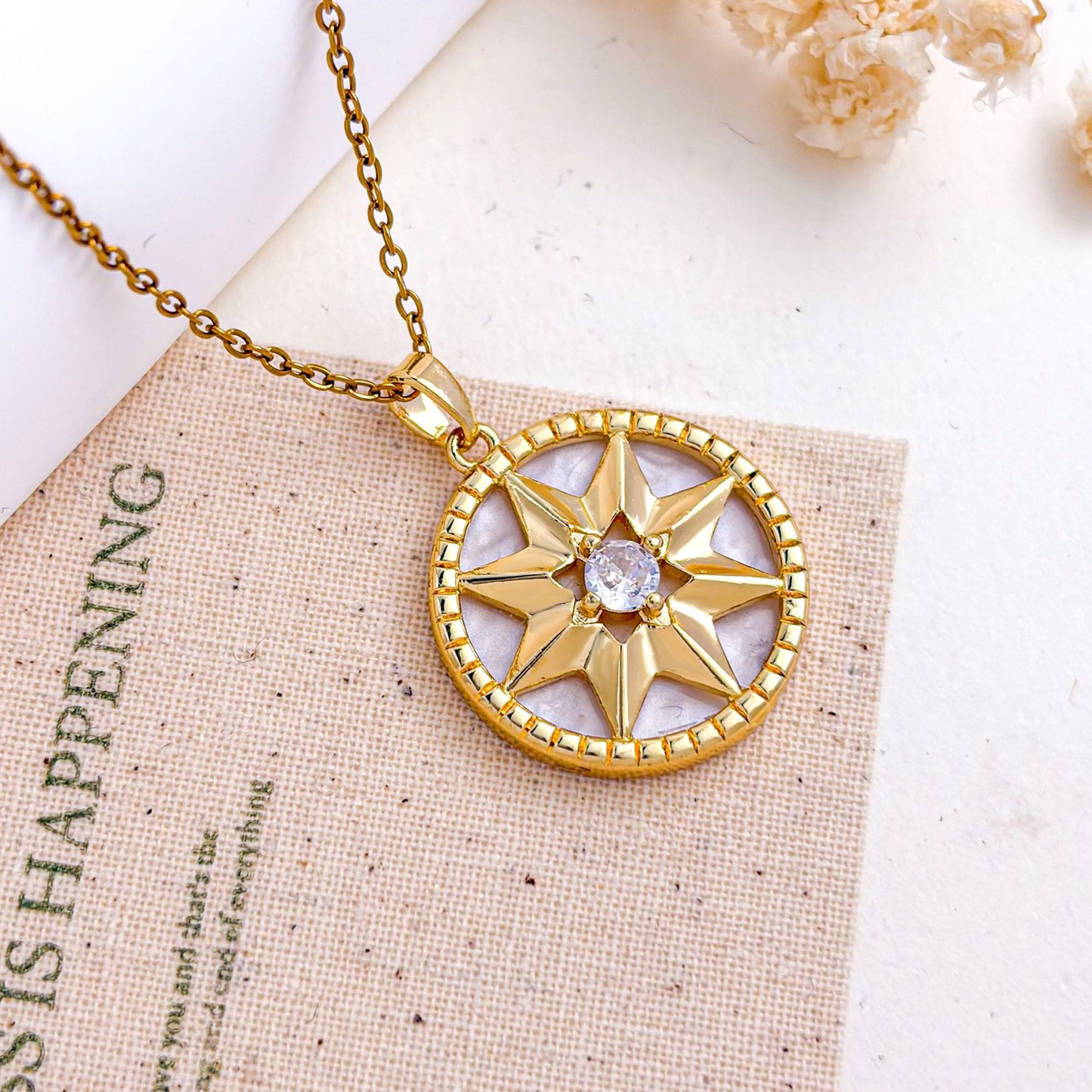 Sweet Heart Shape Necklace For Women In Titanium Steel With Zircon Inlay And Cable Chain