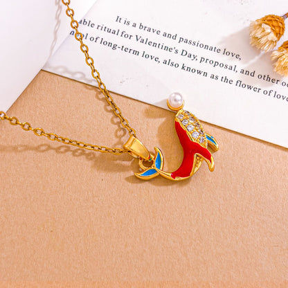 Sweet Butterfly Necklace For Unisex Featuring Zircon Inlay With Titanium Steel Cable Chain
