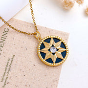 XL5644 Eight-Pointed Star Round Necklace Gold Black