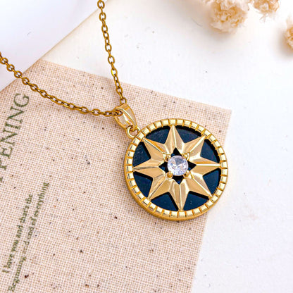 Sweet Heart Shape Necklace For Women In Titanium Steel With Zircon Inlay And Cable Chain