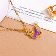XL4996 Whale Necklace Gold Purple