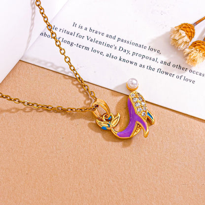 Sweet Butterfly Necklace For Unisex Featuring Zircon Inlay With Titanium Steel Cable Chain