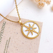 XL5645 Star Round Necklace Gold White