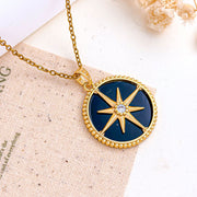 XL5645 Star Round Necklace Gold Black