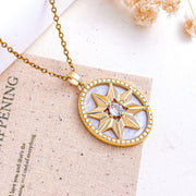 XL5647 Eight-Pointed Star Oval Necklace Gold White