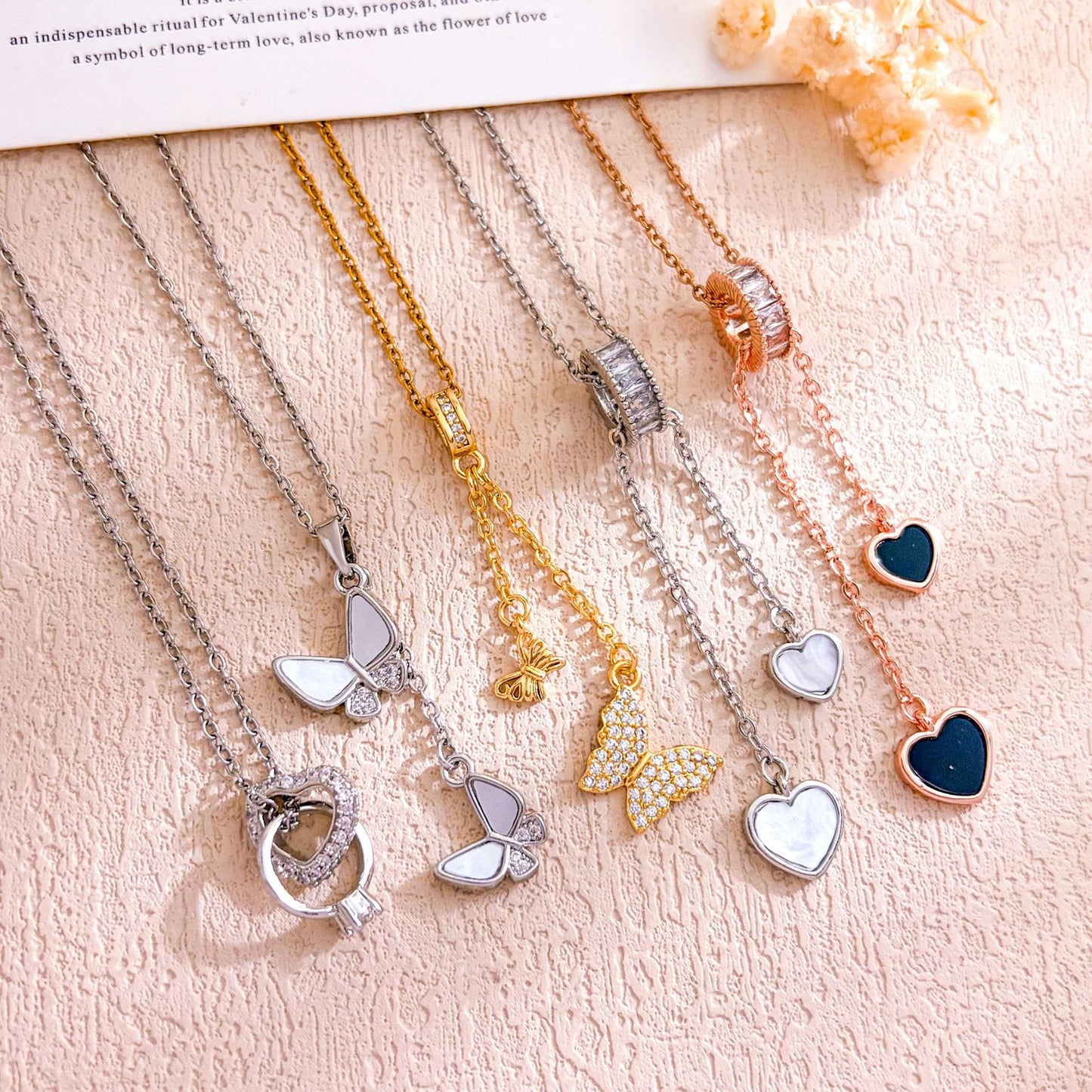 Sweet Heart Shape Necklace For Unisex Featuring Zircon Inlay And Titanium Steel Cable Chain
