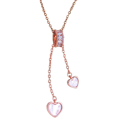 Sweet Heart Shape Necklace For Unisex Featuring Zircon Inlay And Titanium Steel Cable Chain