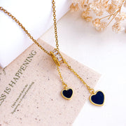 XL582 Tassel Heart Necklace Gold Black