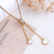 XL582 Tassel Heart Necklace Gold White