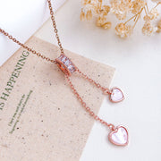 XL582 Tassel Heart Necklace Rose Gold Pink