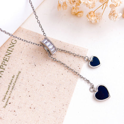 Sweet Heart Shape Necklace For Unisex Featuring Zircon Inlay And Titanium Steel Cable Chain
