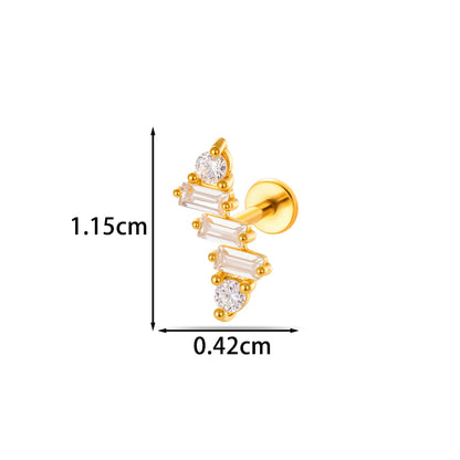 For Women Electroplated 316 Stainless Steel Stud Earrings Featuring Zircon Inlay With 18K Real Gold Plated Finish