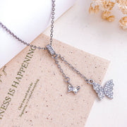 XL2943 Double Butterfly Necklace Silver
