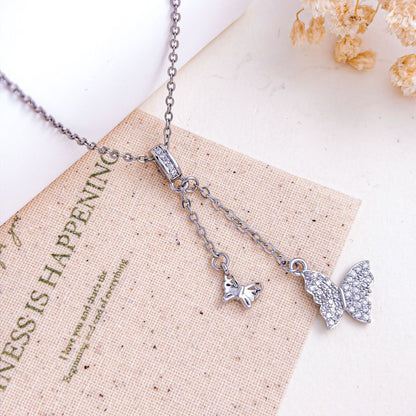 Sweet Heart Shape Necklace For Unisex Featuring Zircon Inlay And Titanium Steel Cable Chain