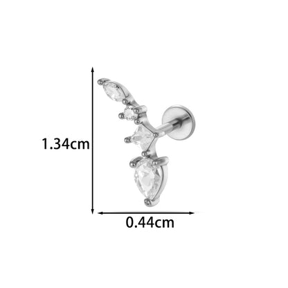 For Women Electroplated 316 Stainless Steel Stud Earrings Featuring Zircon Inlay With 18K Real Gold Plated Finish