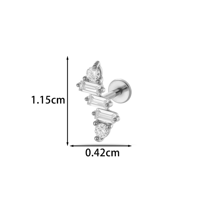 For Women Electroplated 316 Stainless Steel Stud Earrings Featuring Zircon Inlay With 18K Real Gold Plated Finish
