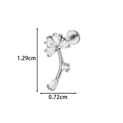 For Women Electroplated 316 Stainless Steel Stud Earrings Featuring Zircon Inlay With 18K Real Gold Plated Finish