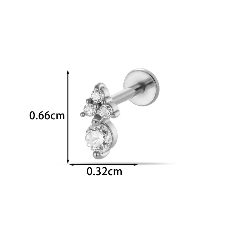 For Women Electroplated 316 Stainless Steel Stud Earrings Featuring Zircon Inlay With 18K Real Gold Plated Finish