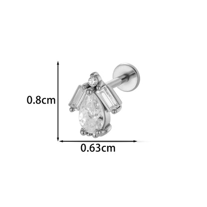 For Women Electroplated 316 Stainless Steel Stud Earrings Featuring Zircon Inlay With 18K Real Gold Plated Finish