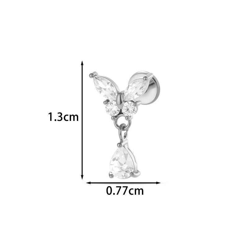 For Women Electroplated 316 Stainless Steel Stud Earrings Featuring Zircon Inlay With 18K Real Gold Plated Finish