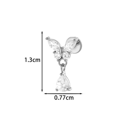 For Women Electroplated 316 Stainless Steel Stud Earrings Featuring Zircon Inlay With 18K Real Gold Plated Finish