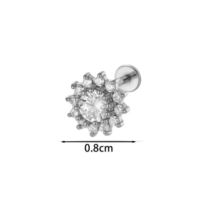 For Women Electroplated 316 Stainless Steel Stud Earrings Featuring Zircon Inlay With 18K Real Gold Plated Finish