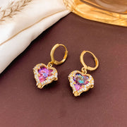ED497 Colorful Heart Earrings Gold