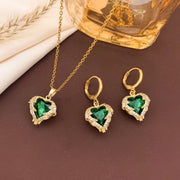 XL138 Emerald Heart Set Gold