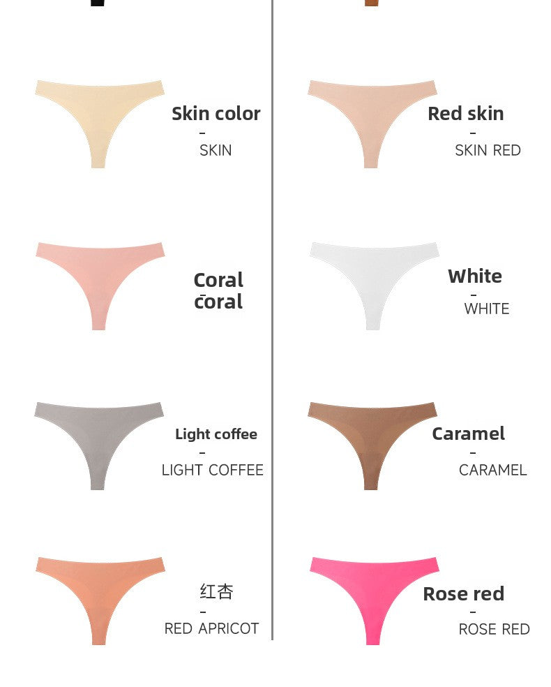Seamless Solid Color Bikini Panties For Women In Low Waist Design, Made Of Nylon, Suitable For All Seasons