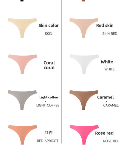 Seamless Solid Color Bikini Panties For Women In Low Waist Design, Made Of Nylon, Suitable For All Seasons