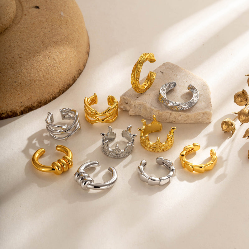 Leaf Pattern Ear Cuffs For Women Featuring 18K Real Gold Plated Copper With Electroplating Process