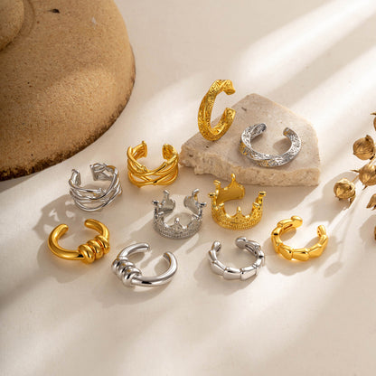 Leaf Pattern Ear Cuffs For Women Featuring 18K Real Gold Plated Copper With Electroplating Process