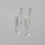 Water Drop Zircon Ear Hook/White Gold