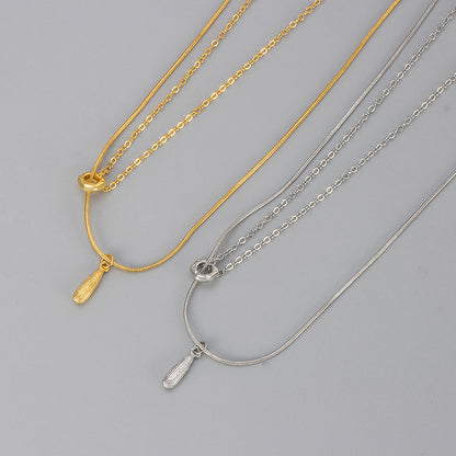 Water Droplets Double Layer Necklace For Women In Golden Copper With Electroplated Gold Plating Process