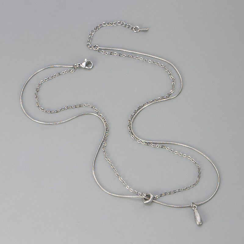 Water Droplets Double Layer Necklace For Women In Golden Copper With Electroplated Gold Plating Process