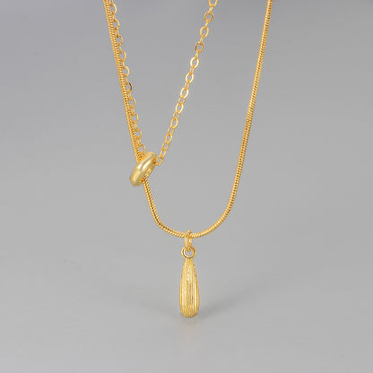 Water Droplets Double Layer Necklace For Women In Golden Copper With Electroplated Gold Plating Process