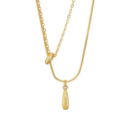 Water Droplets Double Layer Necklace For Women In Golden Copper With Electroplated Gold Plating Process