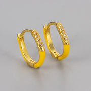 Enamel Oval Earrings/Yellow