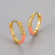 Enamel Oval Earrings/Orange
