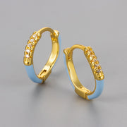 Enamel Oval Earrings/Blue