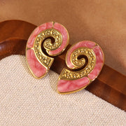 FYD6197EH-pink-Drip Oil Conch Earrings