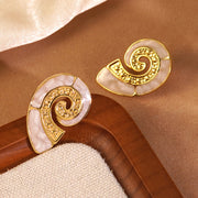 FYD6197EH-white-Drip Oil Conch Earrings