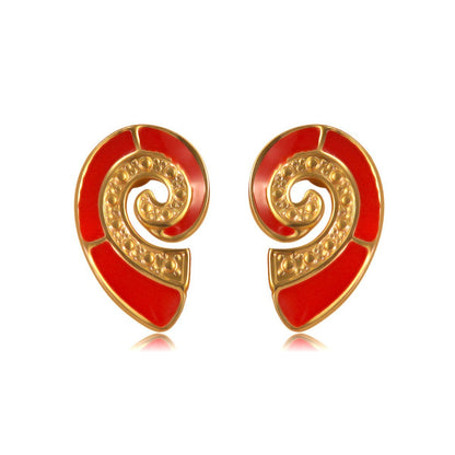 Sweet Conch Earrings For Women In 304 Stainless Steel With Enamel Craft